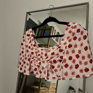 Verge Girl floral front tie crop top